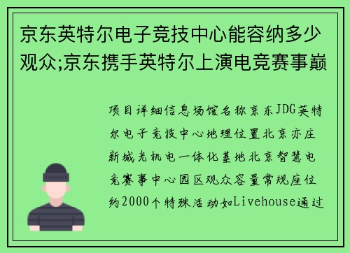 京东英特尔电子竞技中心能容纳多少观众;京东携手英特尔上演电竞赛事巅峰之战
